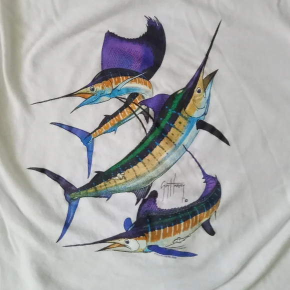 EUC Guy Harvey white swordfish t-shirt- Small - Picture 4 of 6